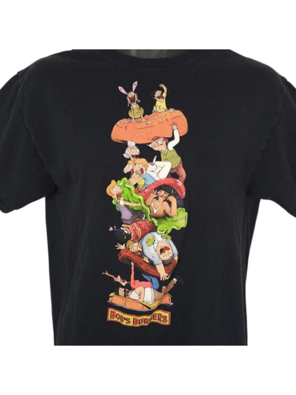 Bobs Burgers T Shirt Mens Size Medium Black Character Burger Stack Cartoon